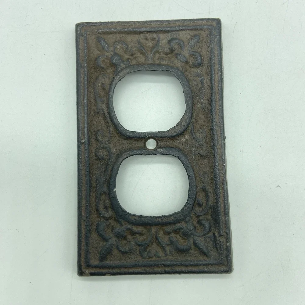 Wrought Iron Outlet Covers Fleur De Lis Ornate Set Of 2 Rustic Farmhouse